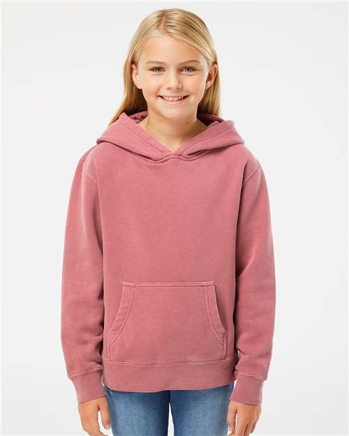 Independent Trading Co. PRM1500Y Youth Midweight Pigment - Dyed Hooded Sweatshirt - Ninja Transfers