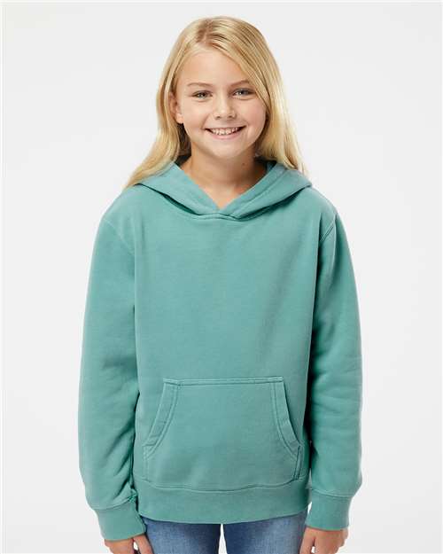 Independent Trading Co. PRM1500Y Youth Midweight Pigment - Dyed Hooded Sweatshirt - Ninja Transfers