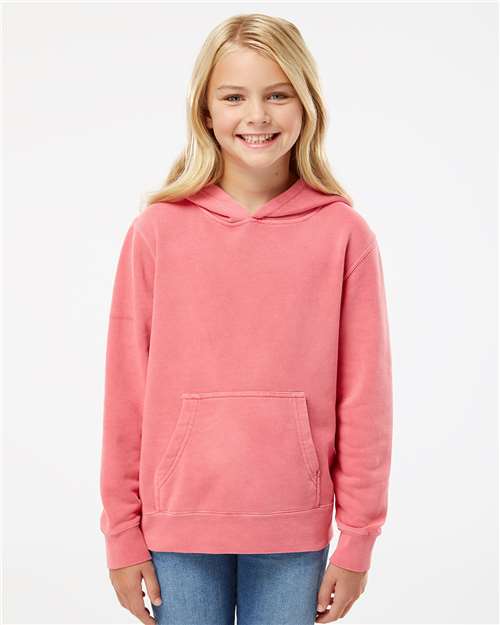 Independent Trading Co. PRM1500Y Youth Midweight Pigment - Dyed Hooded Sweatshirt - Ninja Transfers
