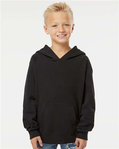 Independent Trading Co. PRM15YSB Youth Lightweight Special Blend Raglan Hooded Sweatshirt - Ninja Transfers