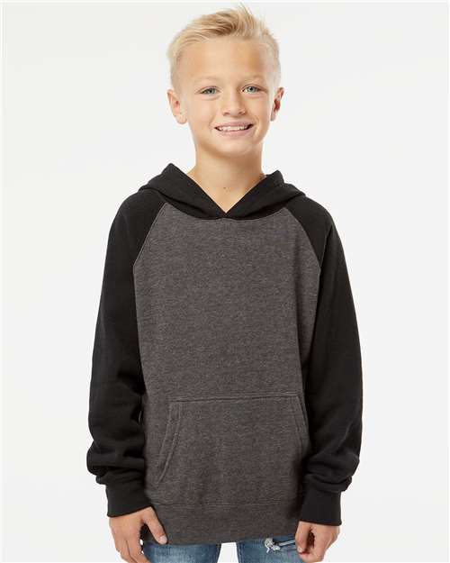 Independent Trading Co. PRM15YSB Youth Lightweight Special Blend Raglan Hooded Sweatshirt - Ninja Transfers