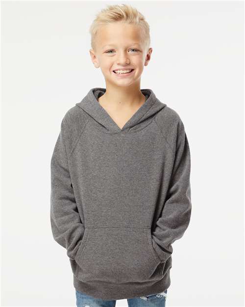 Independent Trading Co. PRM15YSB Youth Lightweight Special Blend Raglan Hooded Sweatshirt - Ninja Transfers