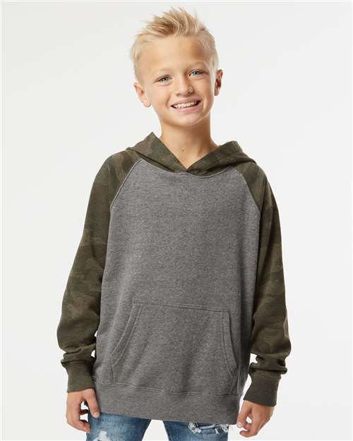 Independent Trading Co. PRM15YSB Youth Lightweight Special Blend Raglan Hooded Sweatshirt - Ninja Transfers