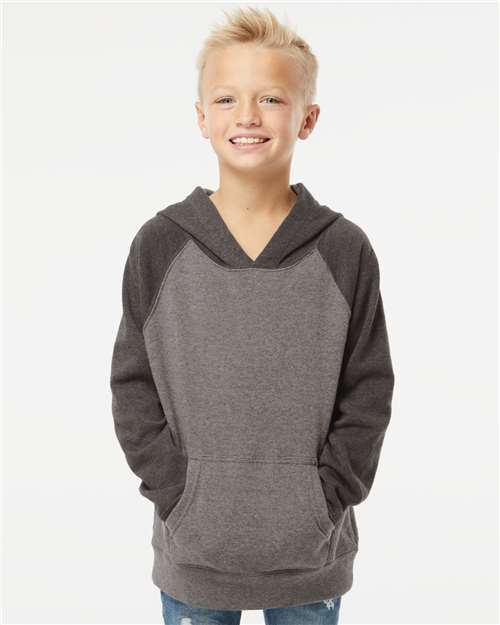 Independent Trading Co. PRM15YSB Youth Lightweight Special Blend Raglan Hooded Sweatshirt - Ninja Transfers