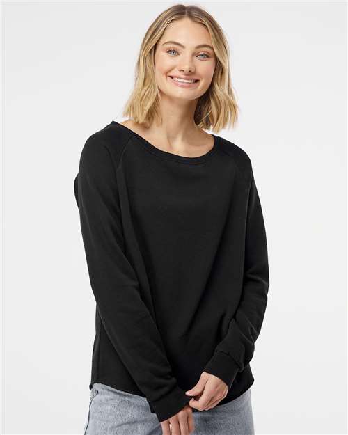 Independent Trading Co. PRM2000 Women's California Wave Wash Crewneck Sweatshirt - Ninja Transfers