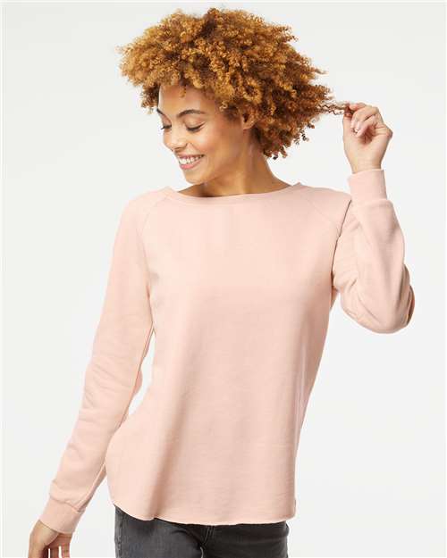 Independent Trading Co. PRM2000 Women's California Wave Wash Crewneck Sweatshirt - Ninja Transfers