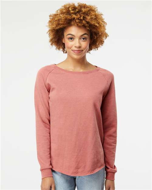 Independent Trading Co. PRM2000 Women's California Wave Wash Crewneck Sweatshirt - Ninja Transfers