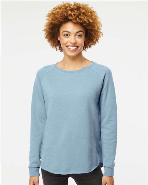 Independent Trading Co. PRM2000 Women's California Wave Wash Crewneck Sweatshirt - Ninja Transfers