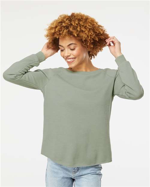 Independent Trading Co. PRM2000 Women's California Wave Wash Crewneck Sweatshirt - Ninja Transfers