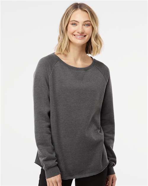 Independent Trading Co. PRM2000 Women's California Wave Wash Crewneck Sweatshirt - Ninja Transfers