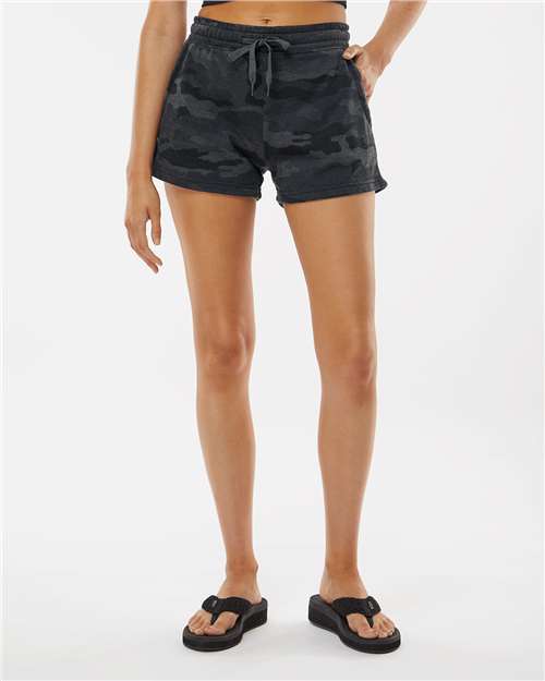 Independent Trading Co. PRM20SRT Women’s Lightweight California Wave Wash Fleece Shorts - Ninja Transfers