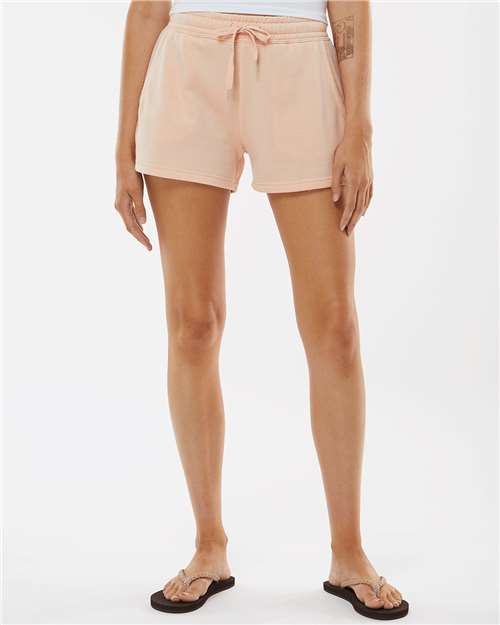 Independent Trading Co. PRM20SRT Women’s Lightweight California Wave Wash Fleece Shorts - Ninja Transfers