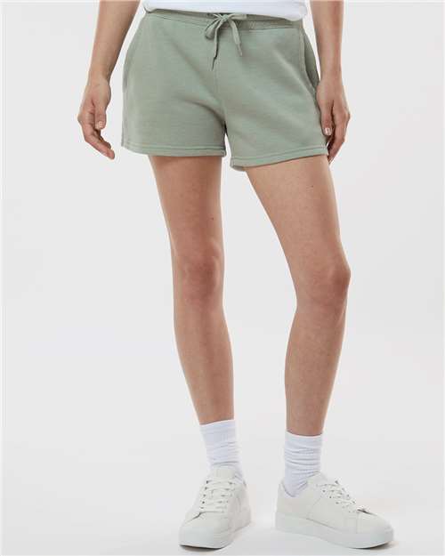 Independent Trading Co. PRM20SRT Women’s Lightweight California Wave Wash Fleece Shorts - Ninja Transfers