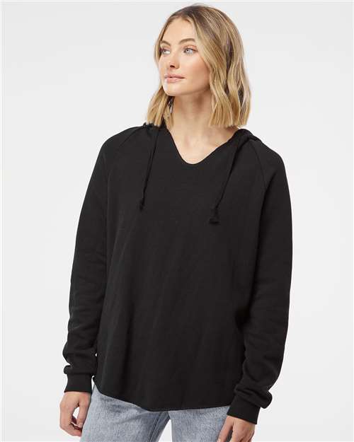 Independent Trading Co. PRM2500 Women’s Lightweight California Wave Wash Hooded Sweatshirt - Ninja Transfers