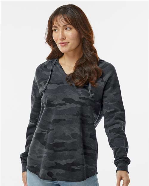 Independent Trading Co. PRM2500 Women’s Lightweight California Wave Wash Hooded Sweatshirt - Ninja Transfers