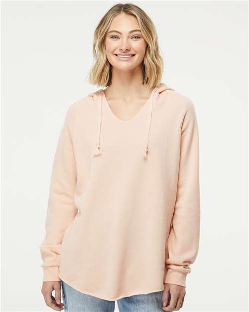 Independent Trading Co. PRM2500 Women’s Lightweight California Wave Wash Hooded Sweatshirt - Ninja Transfers