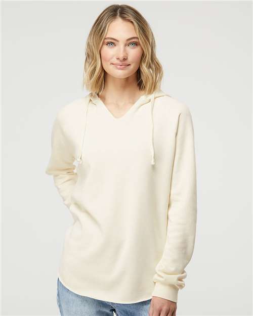 Independent Trading Co. PRM2500 Women’s Lightweight California Wave Wash Hooded Sweatshirt - Ninja Transfers