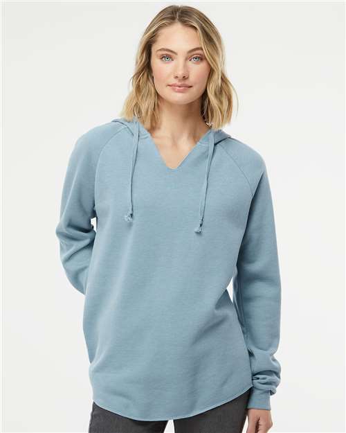 Independent Trading Co. PRM2500 Women’s Lightweight California Wave Wash Hooded Sweatshirt - Ninja Transfers