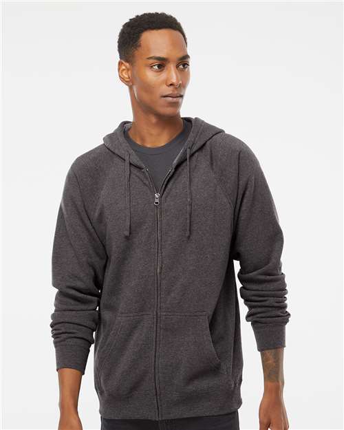 Independent Trading Co. PRM33SBZ Special Blend Raglan Full - Zip Hooded Sweatshirt - Ninja Transfers