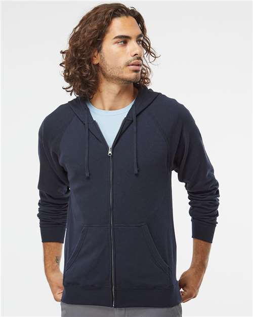 Independent Trading Co. PRM33SBZ Special Blend Raglan Full - Zip Hooded Sweatshirt - Ninja Transfers