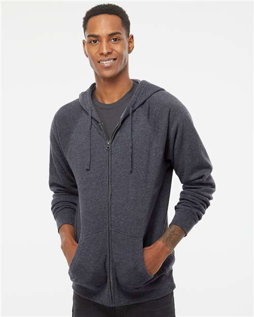Independent Trading Co. PRM33SBZ Special Blend Raglan Full - Zip Hooded Sweatshirt - Ninja Transfers