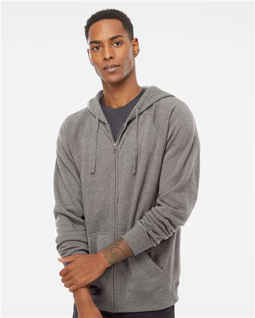 Independent Trading Co. PRM33SBZ Special Blend Raglan Full - Zip Hooded Sweatshirt - Ninja Transfers