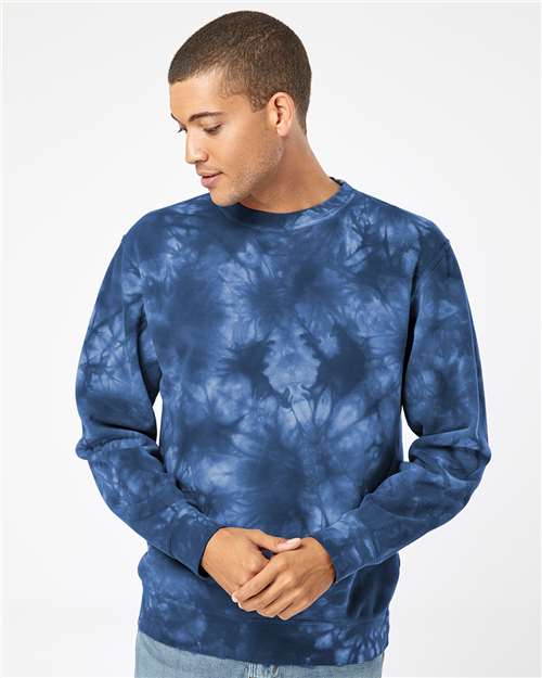 Independent Trading Co. PRM3500TD Midweight Tie - Dyed Crewneck Sweatshirt - Ninja Transfers
