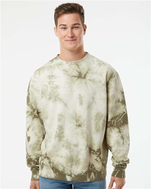 Independent Trading Co. PRM3500TD Midweight Tie - Dyed Crewneck Sweatshirt - Ninja Transfers