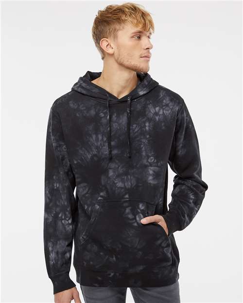 Independent Trading Co. PRM4500TD Midweight Tie - Dyed Hooded Sweatshirt - Ninja Transfers