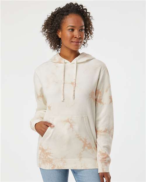 Independent Trading Co. PRM4500TD Midweight Tie - Dyed Hooded Sweatshirt - Ninja Transfers
