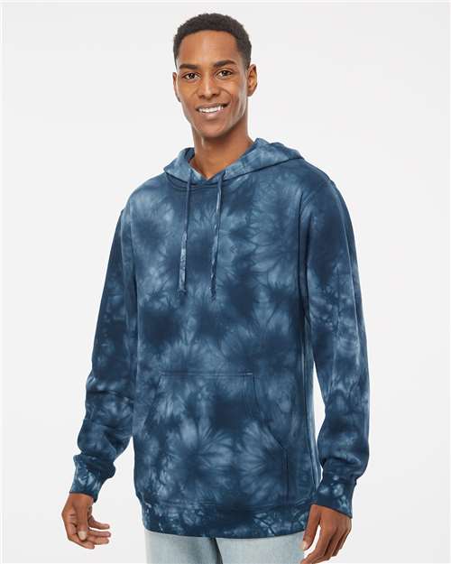 Independent Trading Co. PRM4500TD Midweight Tie - Dyed Hooded Sweatshirt - Ninja Transfers