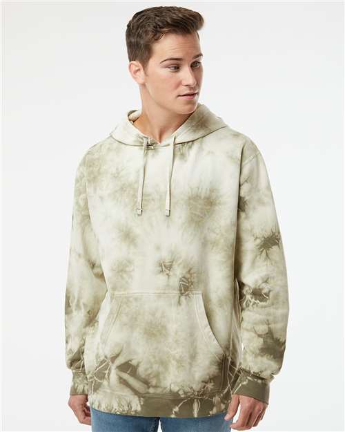 Independent Trading Co. PRM4500TD Midweight Tie - Dyed Hooded Sweatshirt - Ninja Transfers