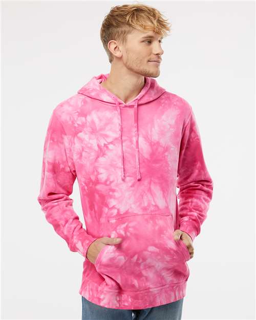 Independent Trading Co. PRM4500TD Midweight Tie - Dyed Hooded Sweatshirt - Ninja Transfers