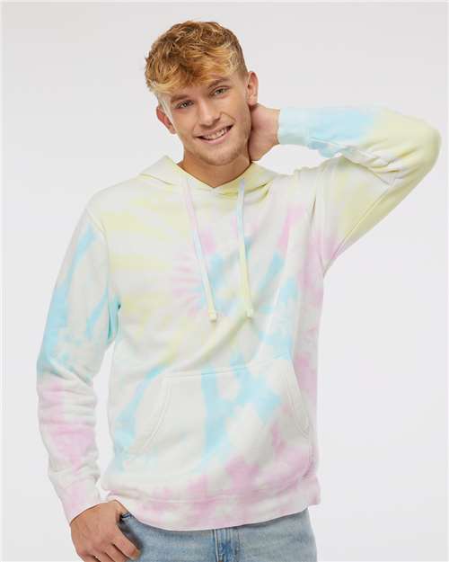 Independent Trading Co. PRM4500TD Midweight Tie - Dyed Hooded Sweatshirt - Ninja Transfers