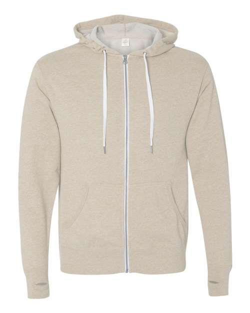 Independent Trading Co. PRM90HTZ Heathered French Terry Full - Zip Hooded Sweatshirt - Ninja Transfers