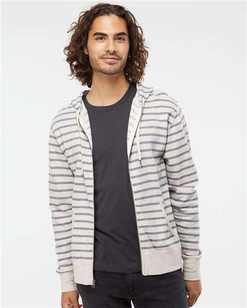 Independent Trading Co. PRM90HTZ Heathered French Terry Full - Zip Hooded Sweatshirt - Ninja Transfers