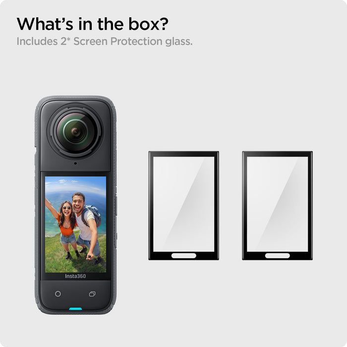 AGL09309 - X4 Insta360 Glas.tR SLIM in Black showing what's in the box? includes 2* Screen Protection glass