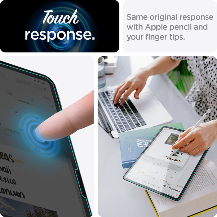 AGL07803 - iPad Air 12.9-inch GLAS.tR EZ FIT in Clear showing the touch response. Same original response with Apple pencil and your finger tips