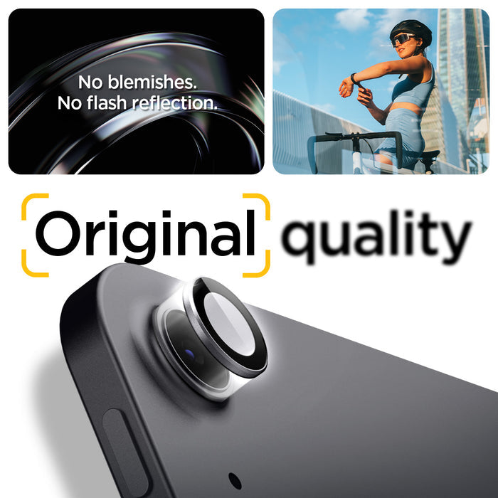 AGL07801 - Spigen Glas.tR EZ Fit Optik Pro lens protector on iPad Air 13 Space Gray highlighting no-blemish no-flash-reflection optical clarity
