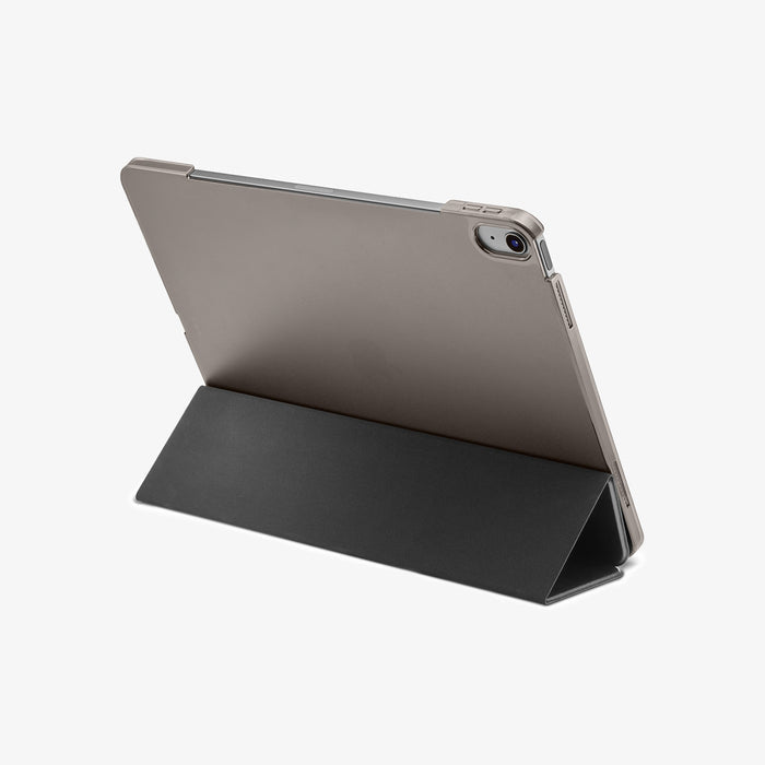 ACS07676 - iPad Air 13-inch- Smart Fold showing rear angled view with clear back and folded stand
