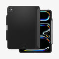 ACS07009 - iPad Pro 13-inch (2024) Case Enzo Aramid in Black showing the back and partial front with stylus pen attached