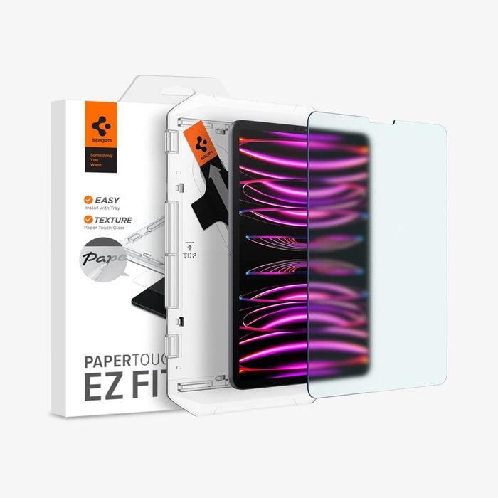AGL02761 - iPad Pro 11" Screen Protector Paper Touch EZ Fit showing the device, screen protector, ez fit tray and packaging