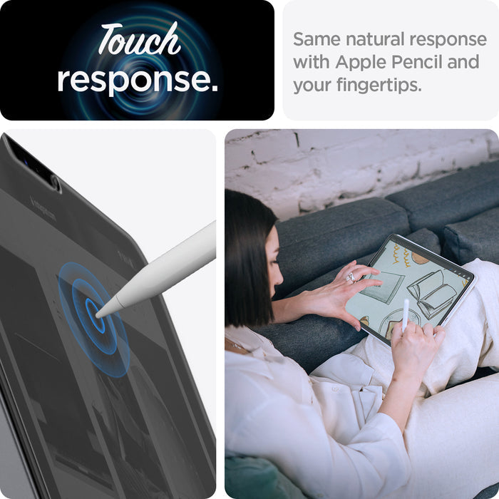 AGL02761 - iPad Pro 11" Screen Protector Paper Touch EZ Fit showing the touch response. Same natural response with Apple Pencil and your fingertips