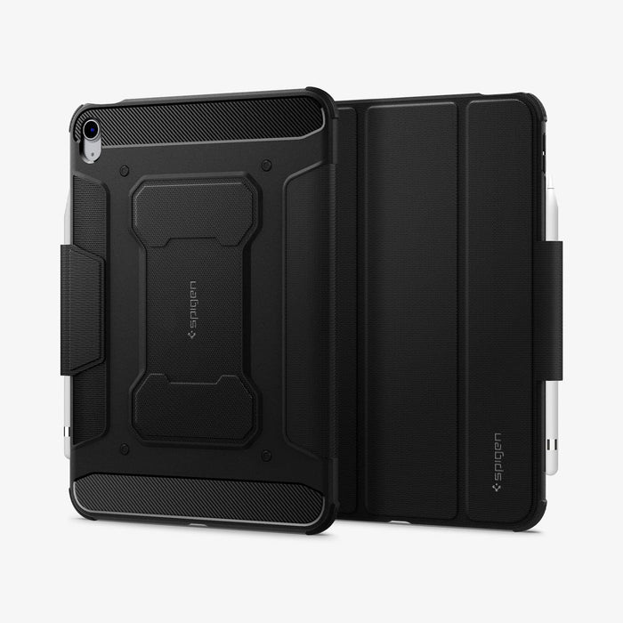 ACS05417 - iPad 10.9" Case Rugged Armor Pro in black showing the back and front