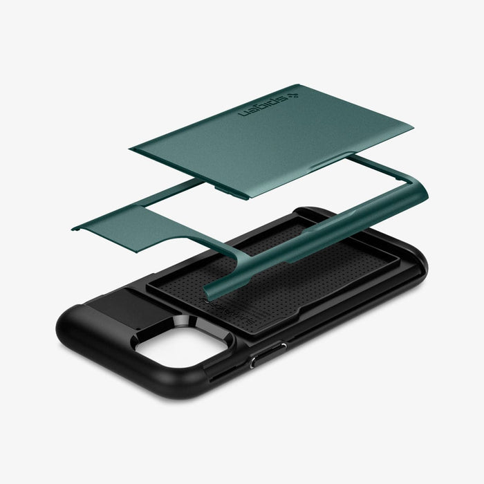 ACS00419 - iPhone 11 Pro Case Slim Armor CS in midnight green showing the multiple layers of case
