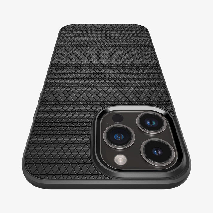 ACS04813 - iPhone 14 Pro Max Case Liquid Air in matte black showing the back zoomed in to show the fine details