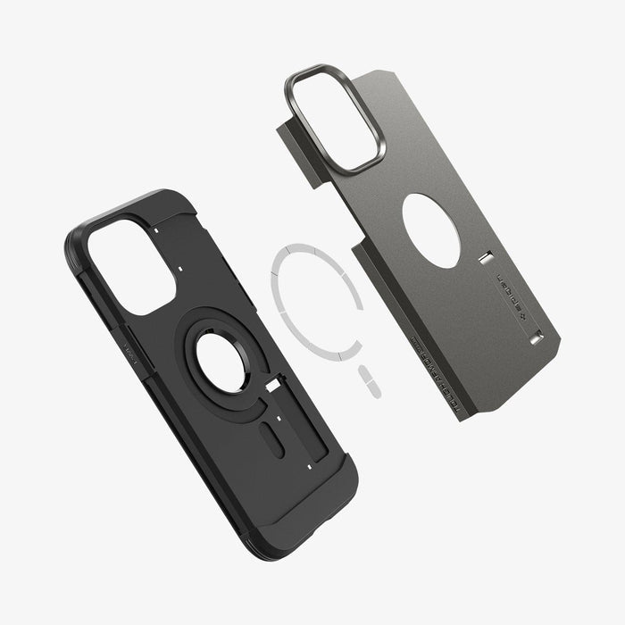 ACS04839 - iPhone 14 Pro Max Case Tough Armor (MagFit) in gunmetal showing the multiple magsafe layers of back