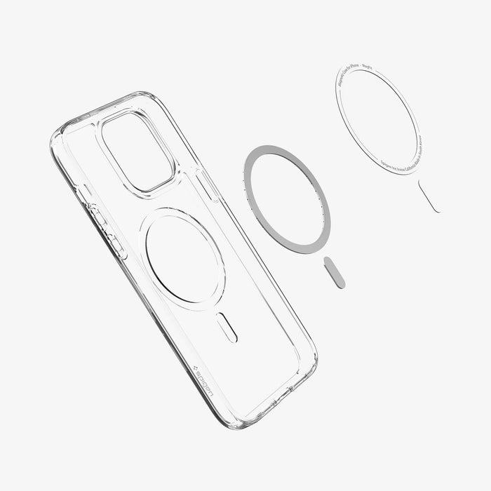 ACS04825 - iPhone 14 Pro Max Case Ultra Hybrid (MagFit) in white showing the inside with magnetic layers