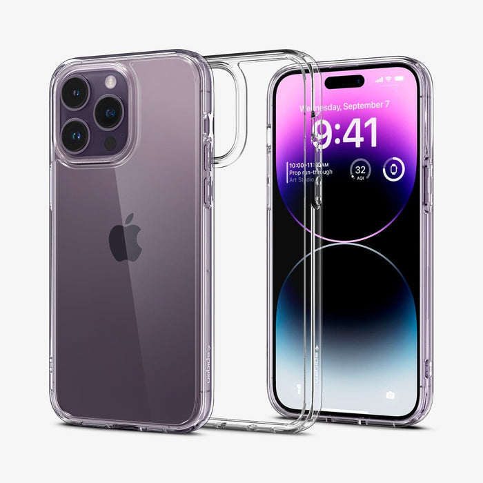 ACS04816 - iPhone 14 Pro Max Case Ultra Hybrid in crystal clear showing the back, inside and front