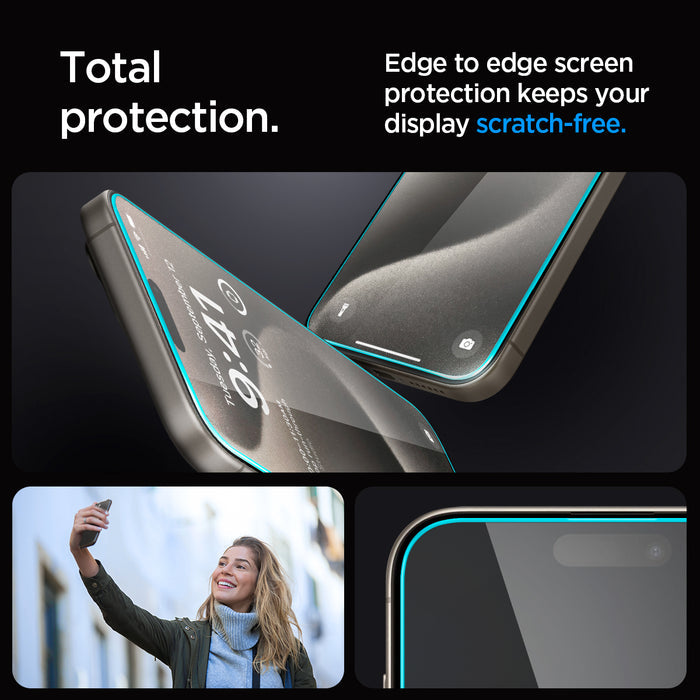 AGL06872 - iPhone 15 Pro Max Screen Protector EZ FIT GLAS.tR (Sensor Protection) total protection. edge to edge screen protection keeps your display scratch free.